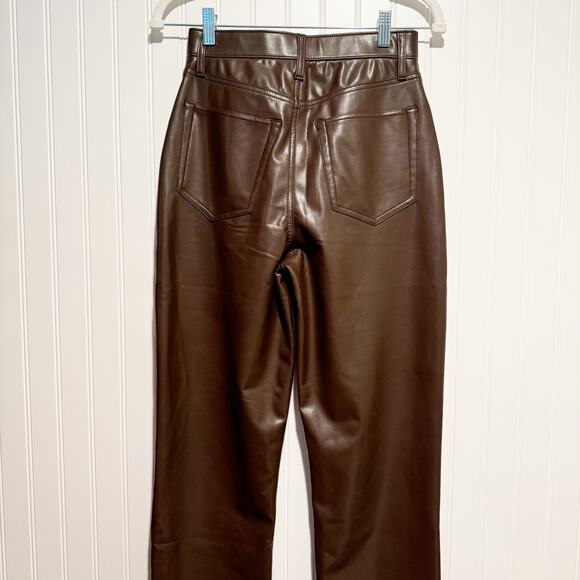 Abercrombie Fitch Curve Love 90s Straight Vegan Leather Dark Brown Size 26 - Picture 5 of 6
